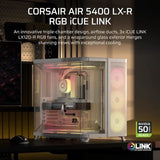Boitier PC - CORSAIR - AIR 5400 LX-R LINK Tempered Glass Mid-Tower - Ventilateurs RGB a rotor inversé - Blanc