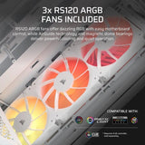 Boîtier PC - CORSAIR - 3200D RS ARGB - Moyen Tour - 3 ventilateurs RS120 ARGB - Blanc