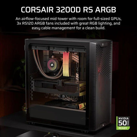 Boîtier PC - CORSAIR - 3200D RS ARGB - Moyen Tour - 3 ventilateurs RS120 ARGB - Gris