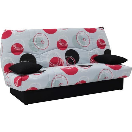 Canapé convertible clic clac 3 places - Tissu motif Planete gris - L 190 x P 92 cm - DREAM - Style Contemporain
