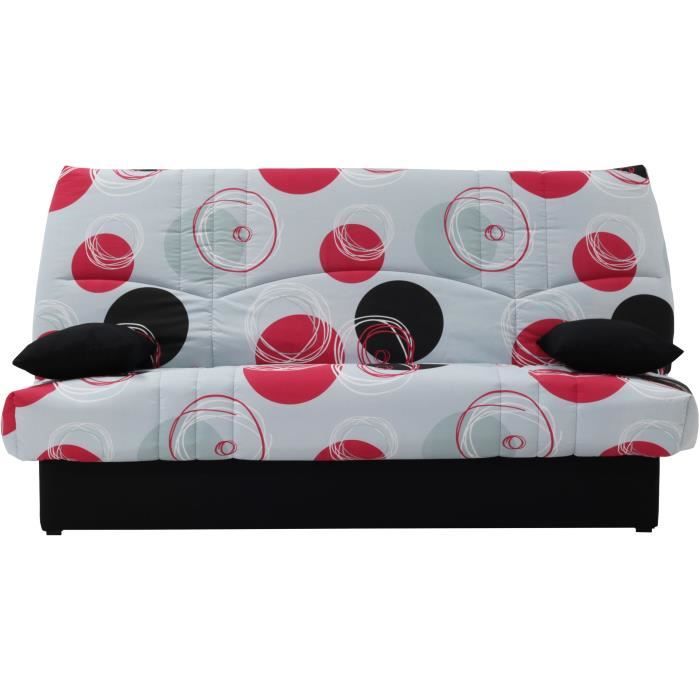 Canapé convertible clic clac 3 places - Tissu motif Planete gris - L 190 x P 92 cm - DREAM - Style Contemporain