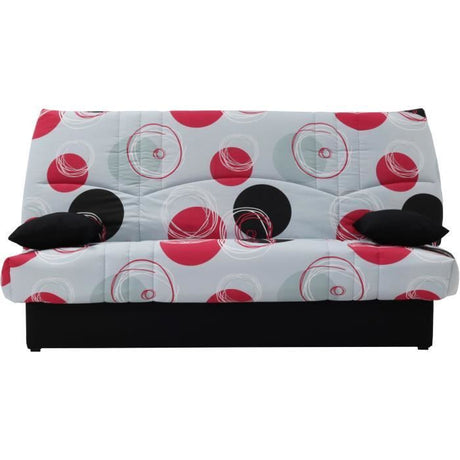 Canapé convertible clic clac 3 places - Tissu motif Planete gris - L 190 x P 92 cm - DREAM - Style Contemporain