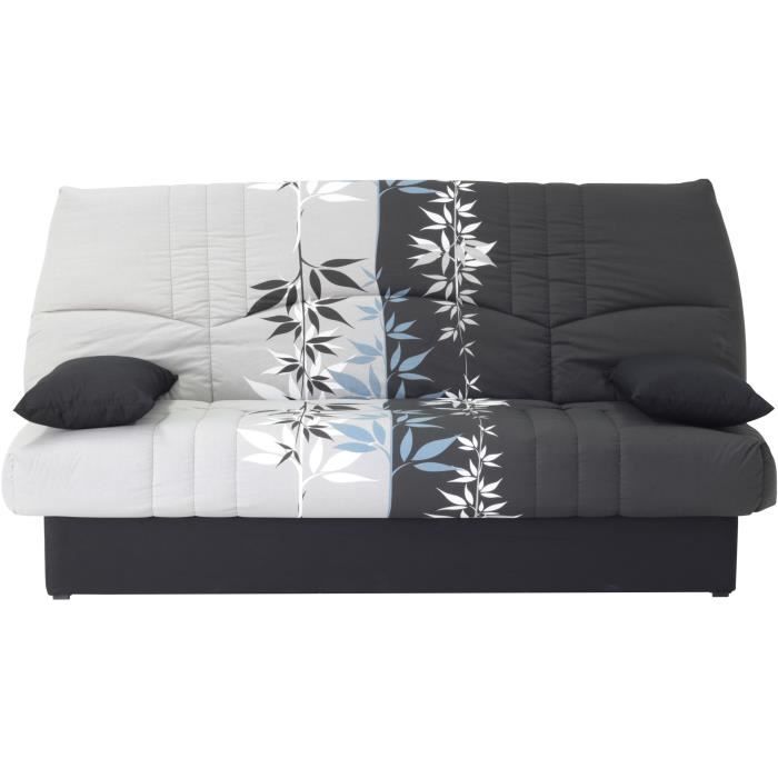 Clic clac 3 places DREAM - Tissu 100% Coton imprimÈ Ramage - Couchage 125x190 cm - L190 x P92 x H96 cm