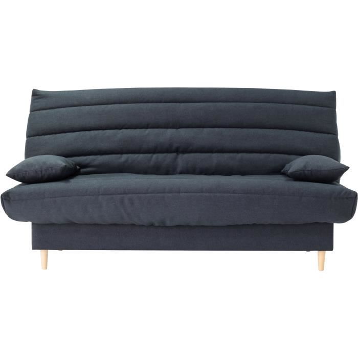 Clic clac 3 places  - gris - Couchage 125x190 cm - Avec coussins