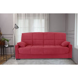 Clic clac 3 places MEGAN 14 - Tissu Soro rouge - Avec accoudoirs - Couchage 130x190 cm - L223 x P96 x H103 cm