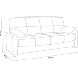 Canapé clic clac 3 places - Taupe - Matelas 17 cm - L223 x P96 x H 103 cm - MEGAN