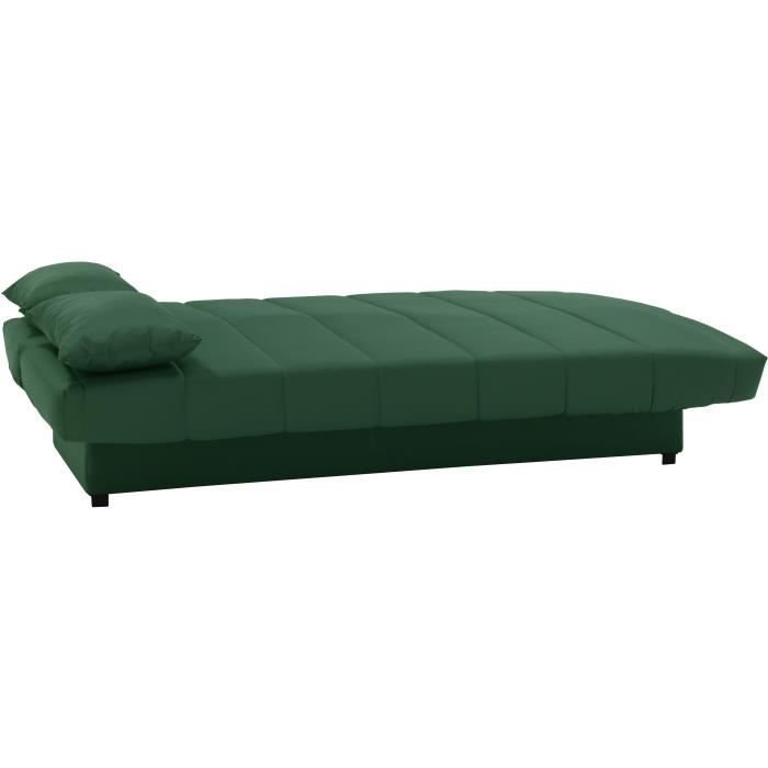 Banquette clic clac 3 places - Tissu 100% coton Vert - Style Contemporain - L 190 x P92 cm - MILA