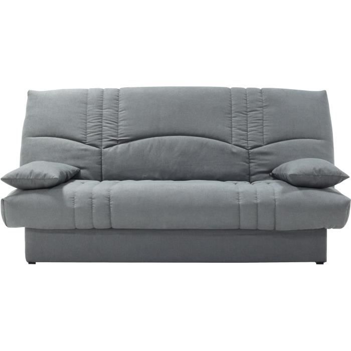 Clic clac 3 places THELMA - Tissu Soro gris moyen - Couchage 125x190 cm - L190 x P92 x H96 cm