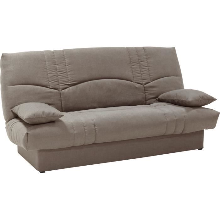 Clic clac 3 places THELMA - Tissu Soro taupe - Couchage 125x190 cm - L190 x P92 x H96 cm