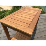 Desserte de jardin a roulettes en bois d'acacia FSC - SOLIS - Avec porte-bouteilles - Bois naturel -  94 x 49,3 x 74 cm