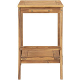 Desserte de jardin a roulettes en bois d'acacia FSC - SOLIS - Avec porte-bouteilles - Bois naturel -  94 x 49,3 x 74 cm