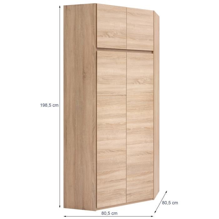 ACADEMICA Armoire d'angle - DÈcor chene sonoma - Contemporain - Chambre - L 80,5 cm