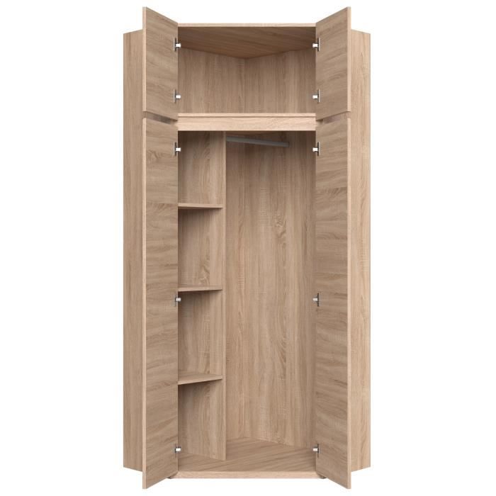 Armoire d'angle - Dťcor chene sonoma - 4 portes - L 80,5 cm - ACADEMICA