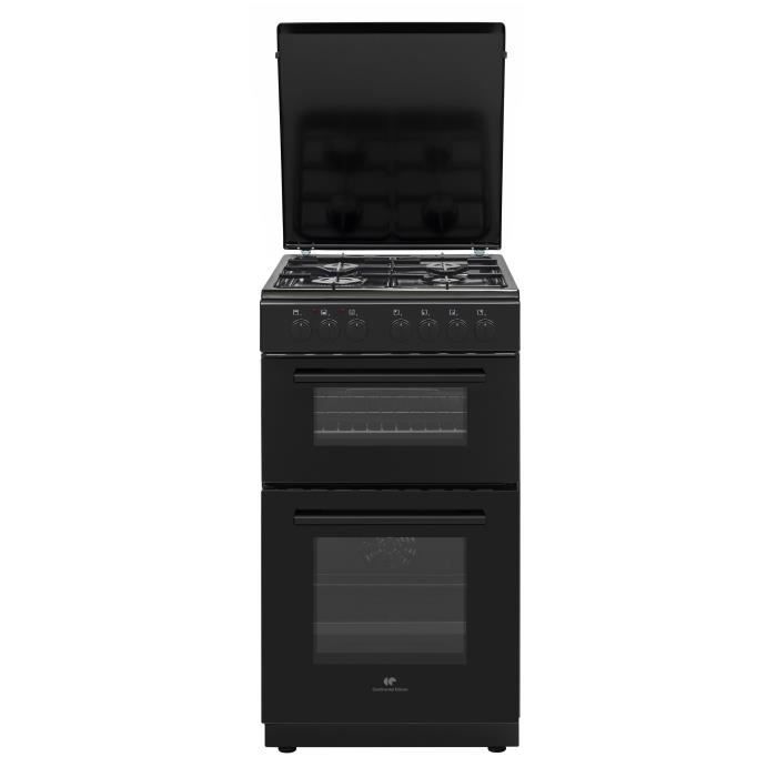 Cuisiniere gaz CONTINENTAL EDISON CECDF5060B3 -  4 feux - noir - L50 xP60 x H90 cm