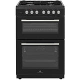 Cuisiniere gaz - CONTINENTAL EDISON - CECDF6060IBD - Double fours -  4 feux - noir - L60 xP60 x H90 cm