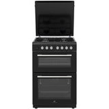 Cuisiniere gaz - CONTINENTAL EDISON - CECDF6060IBD - Double fours -  4 feux - noir - L60 xP60 x H90 cm