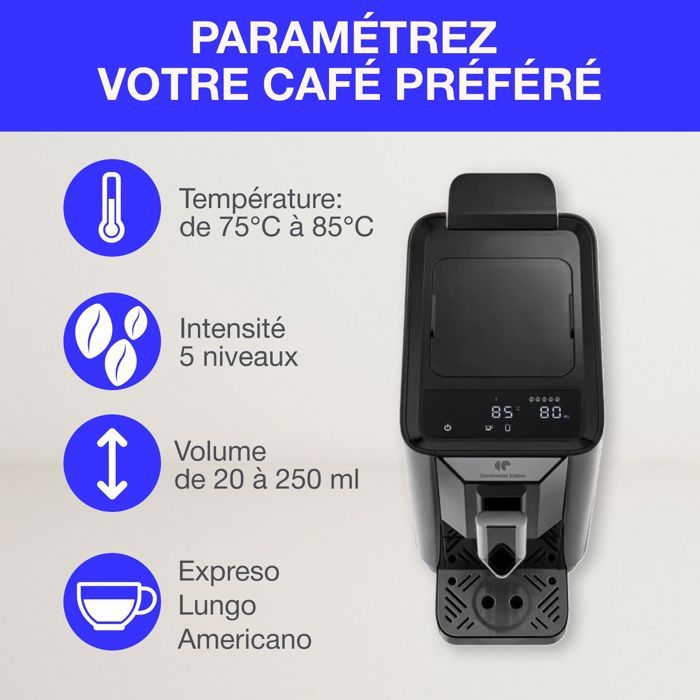 Machine Expresso broyeur - CONTINENTAL EDISON - CECFAUTOB - 19 Bar - 1450 W - Noir