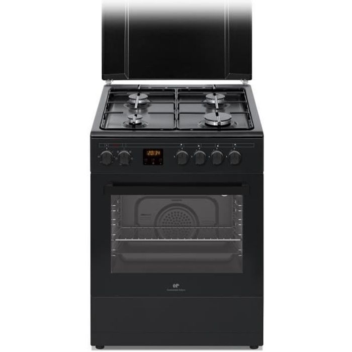 Cuisiniere gaz CONTINENTAL EDISON CECG60FCB1 - 4 feux - L59,8 x P61 xH83cm- Noir