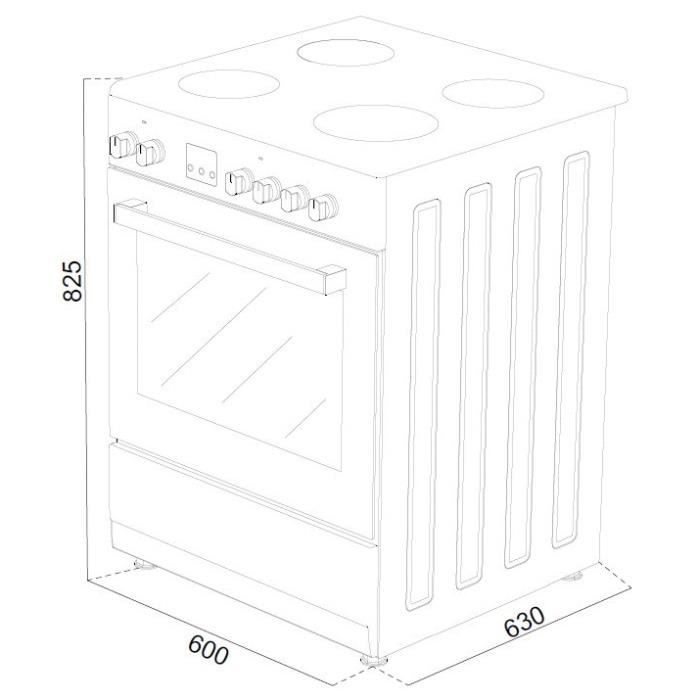 Cuisiničre gaz CONTINENTAL EDISON CECG60FCS1 - 4 feux - L59,8 x P61 xH83cm- Silver