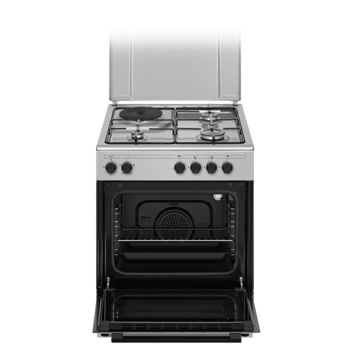 Cuisiniere mixte CONTINENTAL EDISON CECM60FCS - 3 feux gaz + 1 Èlectrique - L59,8 x P61 xH83 cm - Silver