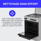 Cuisiniere mixte CONTINENTAL EDISON CECM60FCS - 3 feux gaz + 1 électrique - L59,8 x P61 xH83 cm - Silver