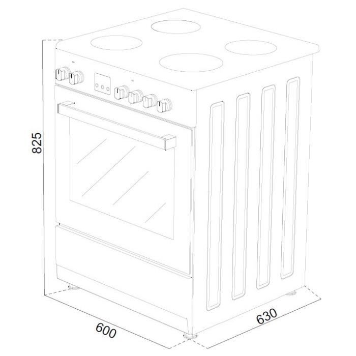 Cuisiniere mixte CONTINENTAL EDISON CECM60FCW - 3 feux gaz + 1 Èlectrique - L59,8 x P61 xH83 cm - Blanc