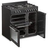 Cuisiniere piano gaz 3 fours Èlectriques CONTINENTAL EDISON CECP903FB - 5 feux - Noir - Largeur 90 cm