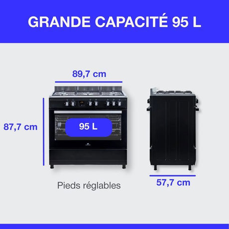 Cuisiniere piano four multifonctions catalyse - CONTINENTAL EDISON - CECP9060BDD- 95 L - Affichage digital - L90 x H 85 cm - Noir