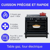 Cuisiniere piano four multifonctions catalyse - CONTINENTAL EDISON - CECP9060BDD- 95 L - Affichage digital - L90 x H 85 cm - Noir