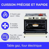 Cuisiniere piano four multifonctions catalyse - CONTINENTAL EDISON - CECP9060CD - 95 L - L90 x H85 cm - Creme / Inox