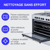 Cuisiniere piano four multifonctions catalyse - CONTINENTAL EDISON - CECP9060IXDD - 95 L - Affichage digital - L90 x H 85 cm - Inox