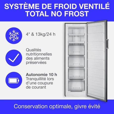 Congélateur armoire - CONTINENTAL EDISON - CECUF204NFSD - 204 L - Total No Frost - Classe D - Silver