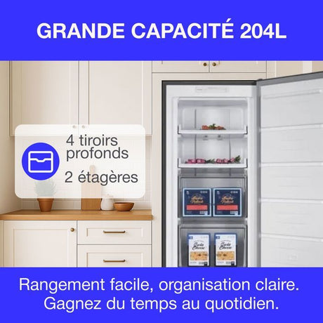 Congélateur armoire - CONTINENTAL EDISON - CECUF204NFSD - 204 L - Total No Frost - Classe D - Silver