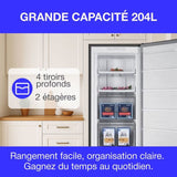 Congélateur armoire  204L - Total No Frost (Sans givre) - Classe E - Silver - L54 cm x H171 cm