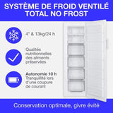Congélateur armoire - CONTINENTAL EDISON - CECUF204NFWD - 204 L - Total No Frost - Classe D - Blanc