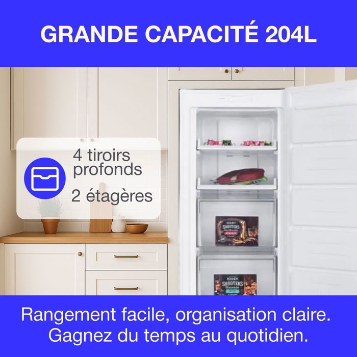 Congélateur armoire - CONTINENTAL EDISON - CECUF204NFWD - 204 L - Total No Frost - Classe D - Blanc