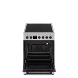 Cuisiniere vitrocéramique CONTINENTAL EDISON CECV50FCS - 4 feux - L49.5 x H82.7 xP58 cm- Silver