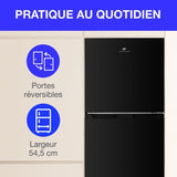 Réfrigérateur congélateur haut CONTINENTAL EDISON - 247L - Total No Frost(Sans givre) - Noir  - L54,5 cm x H167 cm