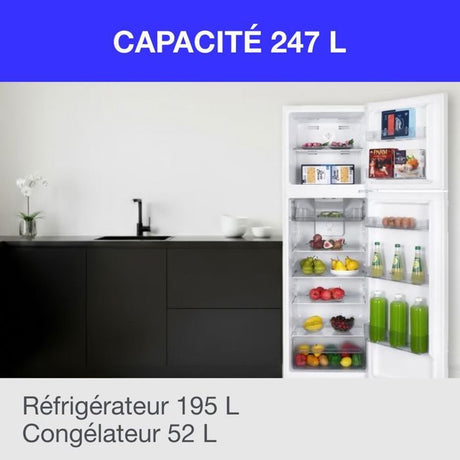 Réfrigérateur congélateur haut -247L - Total No Frost(Sans givre) - Blanc - L54,5 cm x H167 cm