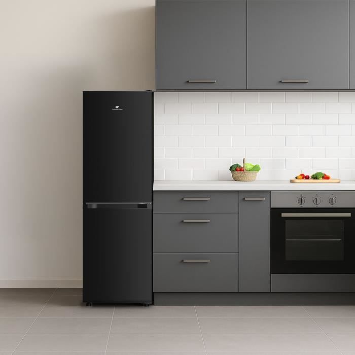 Réfrigérateur congélateur bas - CONTINENTAL EDISON - CEFC193NFB3 - Classe E - 193 L - 48,5 x 60 x 158,5 cm - Noir
