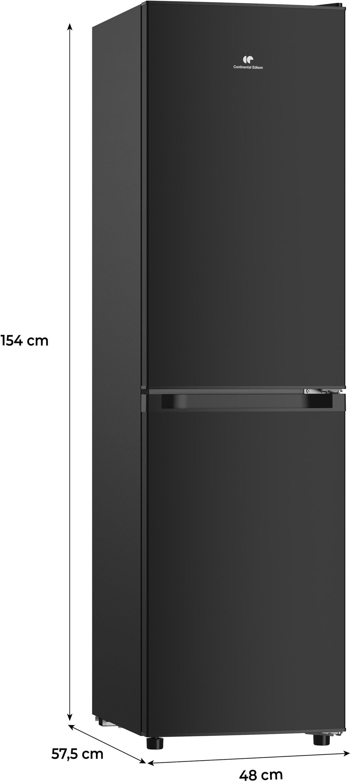 Réfrigérateur congélateur bas - CONTINENTAL EDISON - CEFC193NFB3 - Classe E - 193 L - 48 x 57,5 x 154 cm - Noir