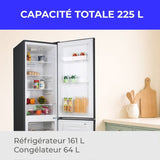 Réfrigérateur combiné - CONTINENTAL EDISON - CEFC225NFB -225L - Total No Frost(Sans givre) - Classe E - L48,5 x P60x H175 cm - Noir