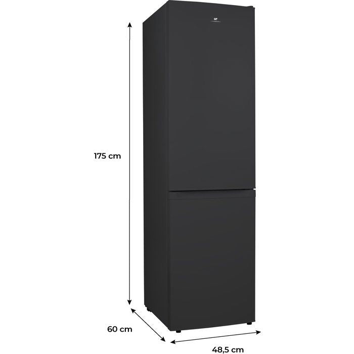 Réfrigérateur combiné - CONTINENTAL EDISON - CEFC225NFB - Classe E - 225L - 60 x 48,5 x 175 cm - Noir