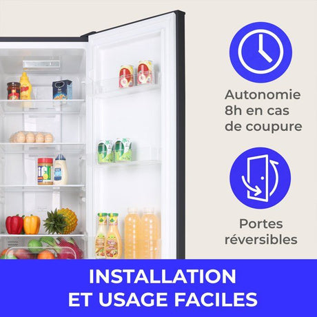 Réfrigérateur combiné - CONTINENTAL EDISON - CEFC225NFB -225L - Total No Frost(Sans givre) - Classe E - L48,5 x P60x H175 cm - Noir