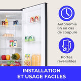 Réfrigérateur combiné - CONTINENTAL EDISON - CEFC225NFB -225L - Total No Frost(Sans givre) - Classe E - L48,5 x P60x H175 cm - Noir