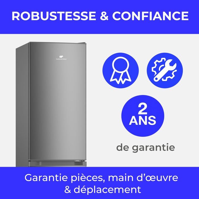 Réfrigérateur combiné - CONTINENTAL EDISON - CEFC225NFS - 225L - Total No Frost(Sans givre) - L48,5 x P60 x H175 cm-Classe E -Silver