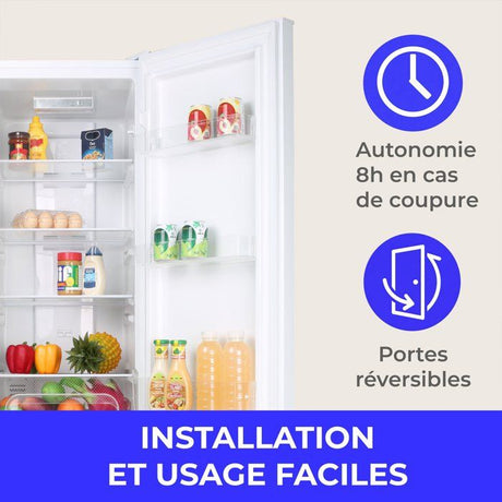 Réfrigérateur combiné-CONTINENTAL EDISON - CEFC225NFW - 225L -Total No Frost (Sans givre) - Classe E - L48,5 x P60 x H175 cm - Blanc
