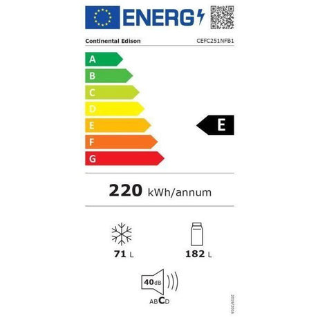 Réfrigérateur congélateur bas CONTINENTAL EDISON - 253L - Total No Frost (Sans givre)- Noir