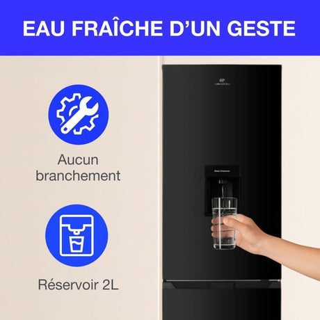 Réfrigérateur congélateur bas 251L - CONTINENTAL EDISON - Total No Frost(Sans givre) - Noir - Classe D - L 54 cm x H 180 cm