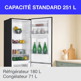 Réfrigérateur congélateur bas CONTINENTAL EDISON - 251L -Total No Frost(Sans givre) - Noir - L 55 cm x H 180 cm